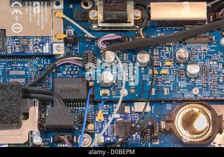 2008 iMac uncovered. Close up of the circuit board of a 2008 iMac. Stock Photo