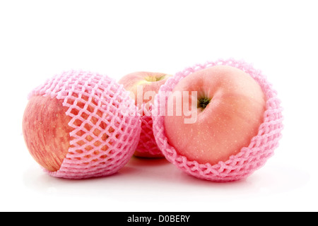 Three colorful apples isolated on white background Stock Photo