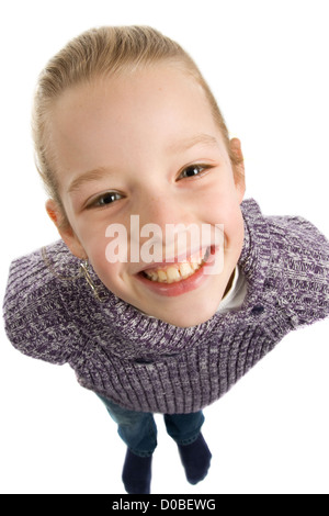 smiling girl isolated on a white background Stock Photo - Alamy
