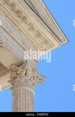 Roman temple Maison Carree in city of Nimes in southern France Stock Photo