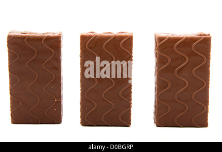 three chocolate cookies, isolated on white background Stock Photo