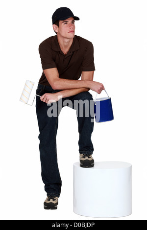 Thoughtful decorator Stock Photo