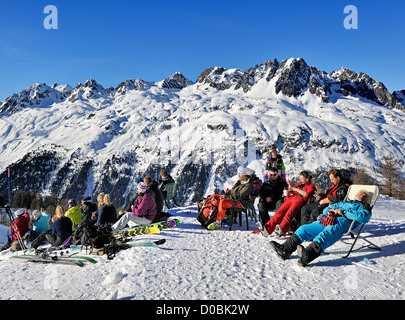 Sunbathing, Chamonix, French alps. Stock Photo