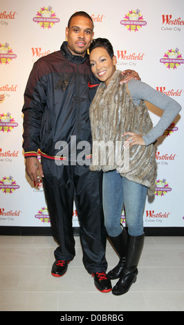 Los Angeles Lakers world champion Shann Brown celebrates his th birthday at Millions of Milkshakes with his fiancee R&B Stock Photo