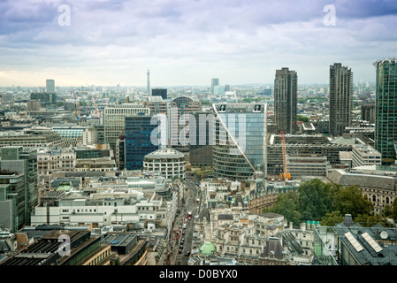 view across London to the Barbican centre and the post office tower Stock Photo