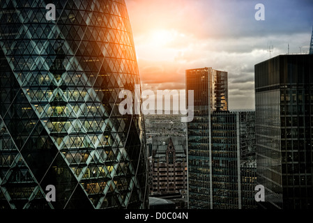 The Gherkin at sunset Stock Photo