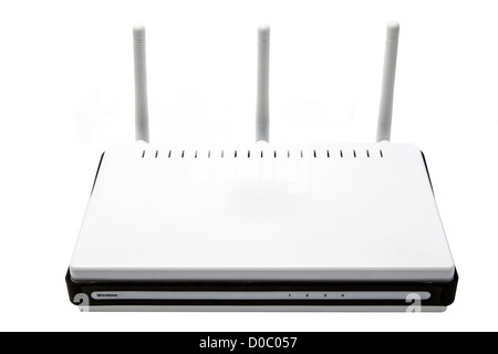 Wireless router on white background Stock Photo - Alamy
