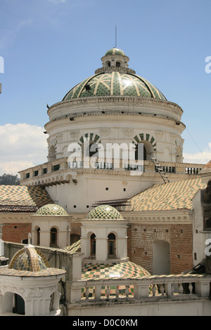 The domes and cupolas of the baroque styled La Compania church in the historic center of Quito, Ecuador Stock Photo