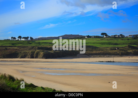 Hayle Estuary, Cornwall. The West Cornwall Golf Club, Lelant, overlooks the estuary and Riviere sands. Stock Photo