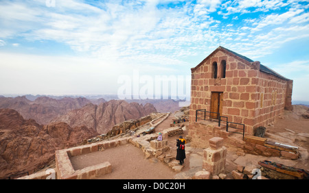 Greek orthodox chapel on mount sinai / moses mountain at 2285m in Egypt Stock Photo