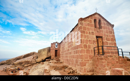 Greek orthodox chapel on mount sinai / moses mountain at 2285m in Egypt Stock Photo