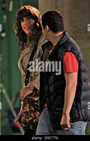 Adam Sandler on the set of 'Jack and Jill' at the Convention Centre, which had been made to look like LAX airport Los Angeles, Stock Photo