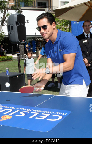 Mario Lopez playing table tennis at his birthday party put on him by Celsius at Americana @ The Brand Los Angeles, USA - Stock Photo