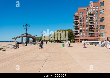 Coney island boardwalk near Atlantic ocean, Brooklyn, New York, USA Stock Photo