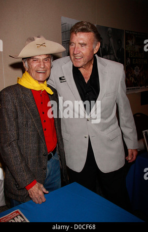 Larry Storch and Rex Reason attending Captain Celluloid's Movie and TV World Con III held at the Midtown Holiday Inn. New York Stock Photo