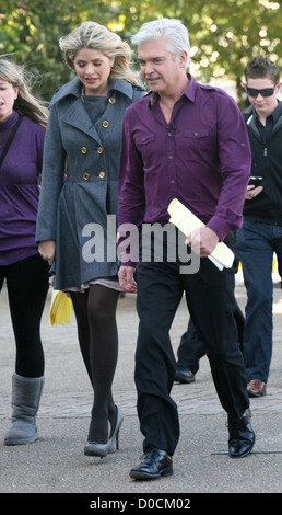 Holly Willoughby and Phillip Schofield outside the ITV studios London, England - 11.10.10 Stock Photo