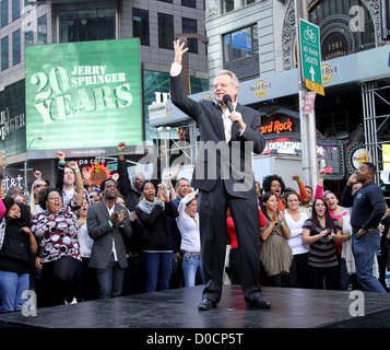 TV Host Jerry Springer celebrates the taping of 'The Jerry Springer Show' 20th anniversary show on Military Island in Times Stock Photo