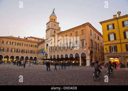 People on passeggiata evening walk Piazza Grande square central Modena city Emilia-Romagna region central Italy Europe Stock Photo