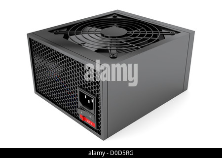 Black power supply unit on white background Stock Photo