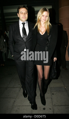 David Walliams and Lara Stone leave C London restaurant London, England Stock Photo