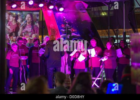 2012-11-22. Abington Street, Northampton. UK . Denise Welch turned on the towns Christmas lights this evening. Stock Photo