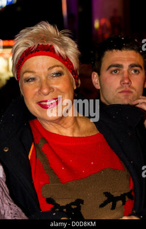 2012-11-22. Abington Street, Northampton. UK . Denise Welch turned on the towns Christmas lights this evening. Stock Photo