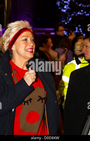 2012-11-22. Abington Street, Northampton. UK . Denise Welch turned on the towns Christmas lights this evening. Stock Photo