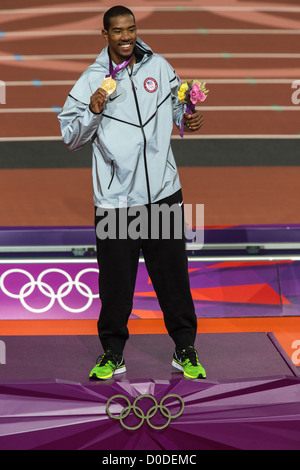 Christian Taylor (USA) gold medalist in the Men's Triple Jump at the Olympic Summer Games, London 2012 Stock Photo