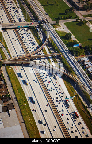 Urban Interstate Corridor and Interchanges Stock Photo