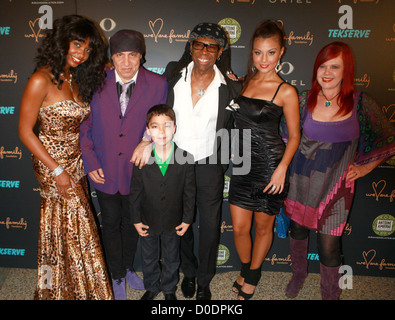 Guests, Steven Van Zandt, Ethan Borthnick, Nile Rogers, Melissa Jimenez, Kate Pierson at the We Are Family 8th Annual Stock Photo