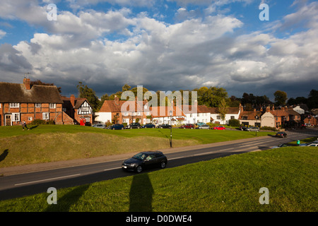 Attractive cottages opposite Kenilworth Castle, in the low autumn Sunlight, Warwickshire Stock Photo