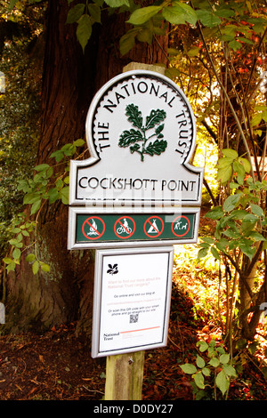 A sign denoting Cockshott Point on Lake Windermere in the Lake District National Park, Cumbria, England. Stock Photo