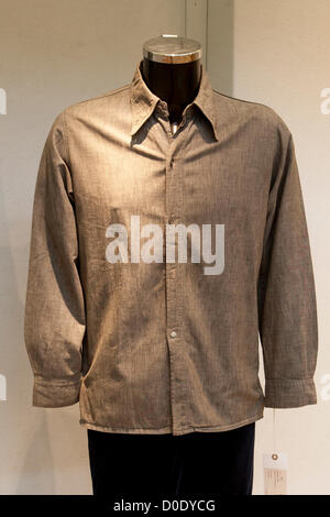 Auction at Christie's.  23/11/2012 , London, United Kingdom - A grey cotton shirt with button-down collar, worn extensively by John Lennon in 1963 and 1964   Credit:  Mario Mitsis / Alamy Live News. Stock Photo