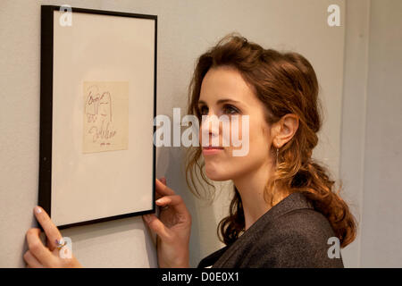 Auction at Christie's.  23/11/2012 , London, United Kingdom - An autograph postcard, signed by John Lennon during the Bed-In For Peace, Amsterdam Hilton, 25-31 March 1969   Credit:  Mario Mitsis / Alamy Live News. Stock Photo