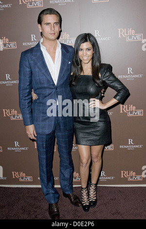 Scott Disick and Kourtney Kardashian Launch of Renaissance Hotel's RLife Live - Arrivals New York City, USA - 28.10.10 Stock Photo