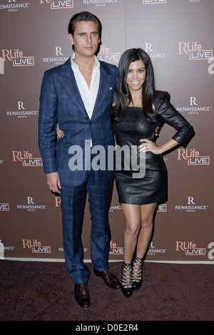 Scott Disick and Kourtney Kardashian Launch of Renaissance Hotel's RLife Live - Arrivals New York City, USA - 28.10.10 Stock Photo