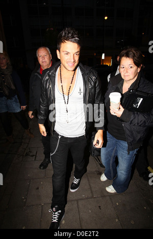 Peter Andre arrives at the BBC Radio One studios promoting his new album 'Accelerate' and his new single 'Defender' London, Stock Photo