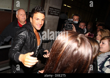 Peter Andre arrives at the BBC Radio One studios promoting his new album 'Accelerate' and his new single 'Defender' London, Stock Photo