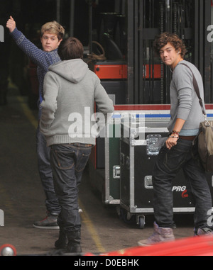 X Factor finalists Niall Horan and Harry Styles of One Direction arriving at Fountain Studios rehearsals London, England - Stock Photo