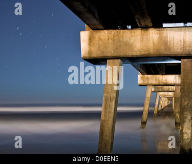 In Jacksonville, Florida a pier juts out into the Atlantic Ocean. Stock Photo