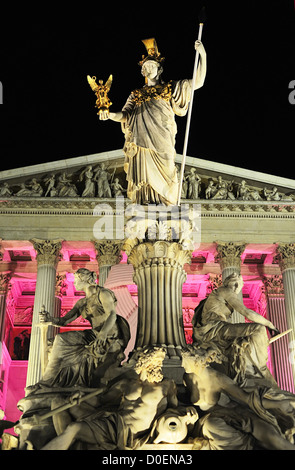 Pallas Athena, stone figure, Vienna, stands in front of the Austrian parliament Stock Photo