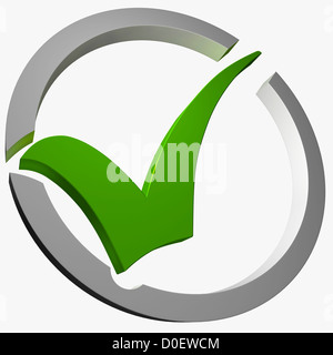 Green Tick Circled Shows Checked and Verified Stock Photo