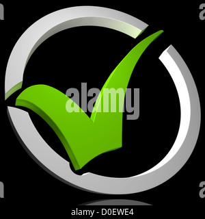 Green Tick Circled Shows Quality And Excellence Stock Photo