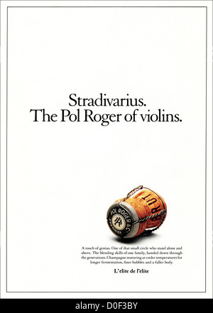 Original 1980s print advertisement from English consumer magazine advertising Pol Roger champagne Stock Photo