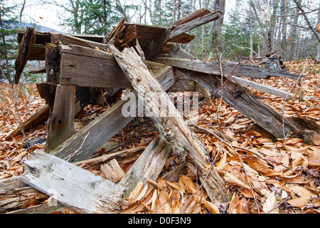 Artifacts from the abandoned cabin settlement surrounding Elbow Pond in Woodstock, New Hampshire USA Stock Photo