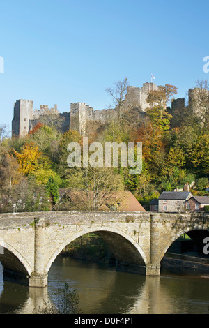 Dinham Bridge and Ludlow Castle, Shropshire, England, UK Stock Photo