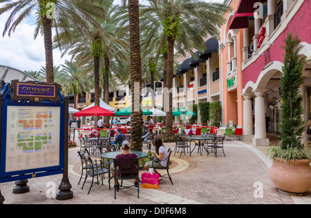 Bars and Restaurants in Cityplace, South Rosemary Avenue, West Palm Beach, Florida, USA Stock Photo