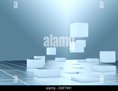 Abstract flying 3d cubes Stock Photo