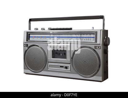 Retro vintage portable stereo boombox radio cassette recorder from 80s ...