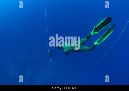Freedivers, Mediterranean Sea, Kash, Turkey Stock Photo